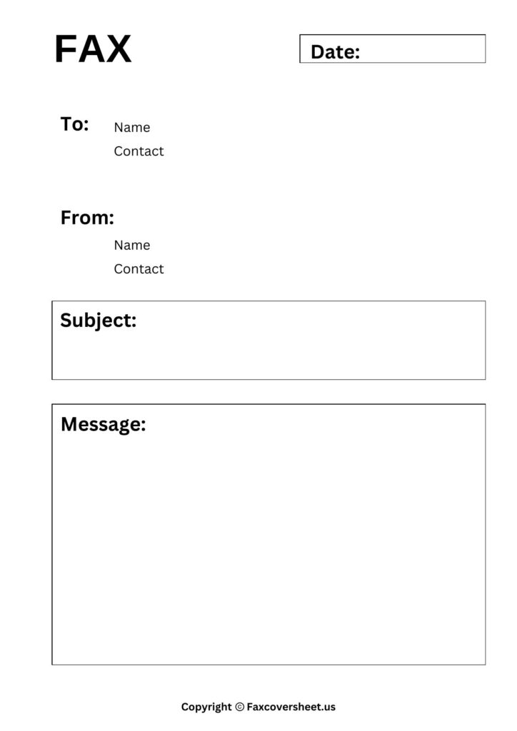 Printable Basic Fax Cover Sheet Template