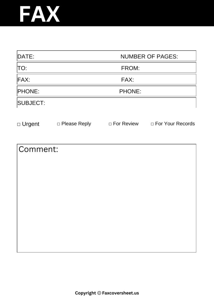Basic Fax Cover Page Printable