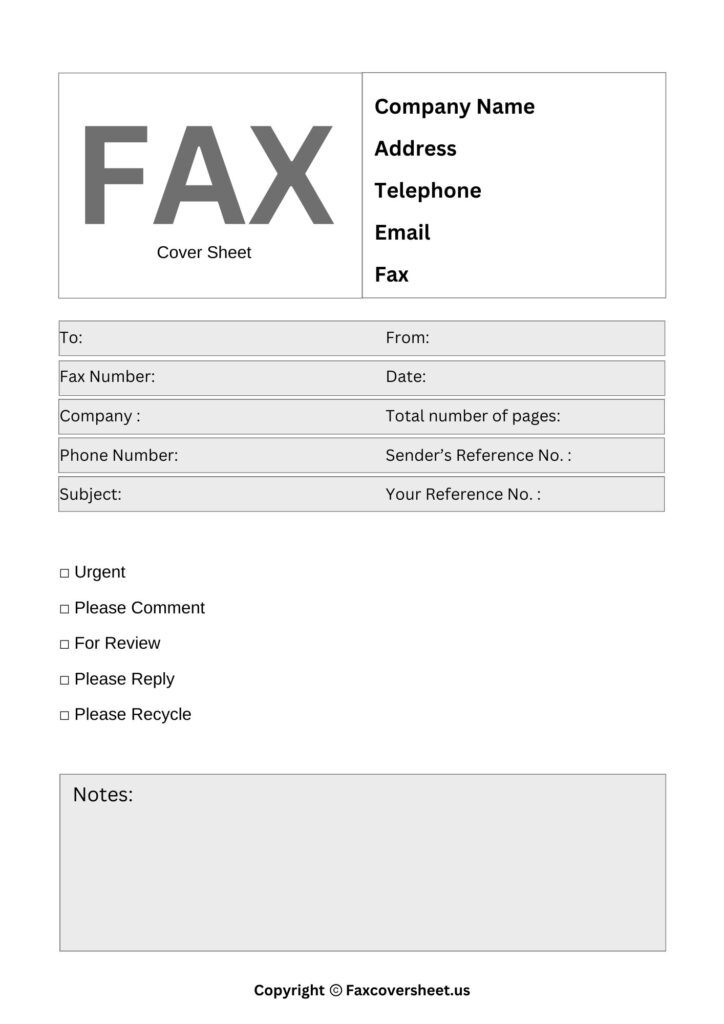 Blank Fax Cover Sheet Template