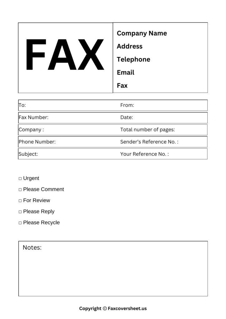 Free Business Fax Cover Letter Template