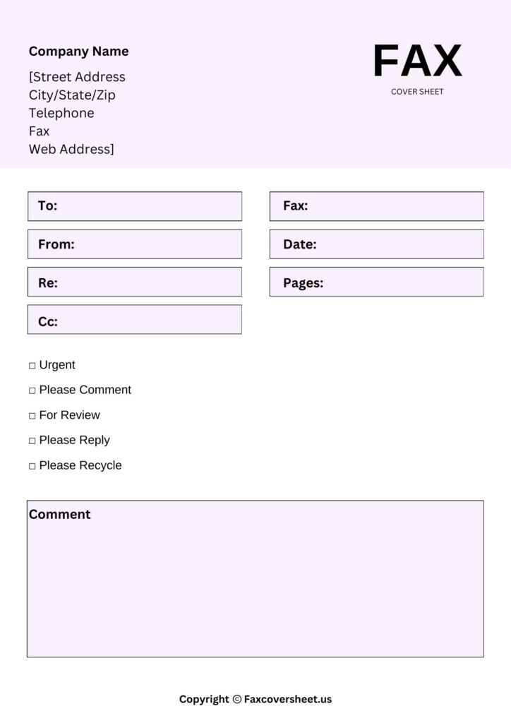 Blank Fax Cover Sheet Template