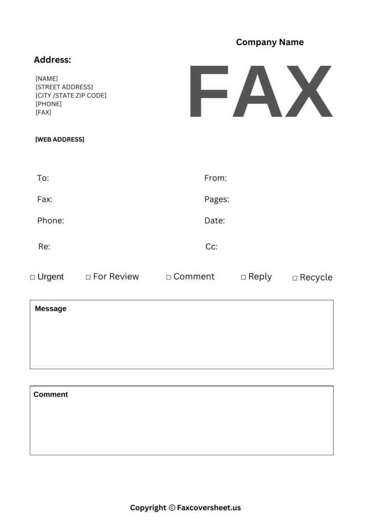 Printable Medical Fax Cover Letter