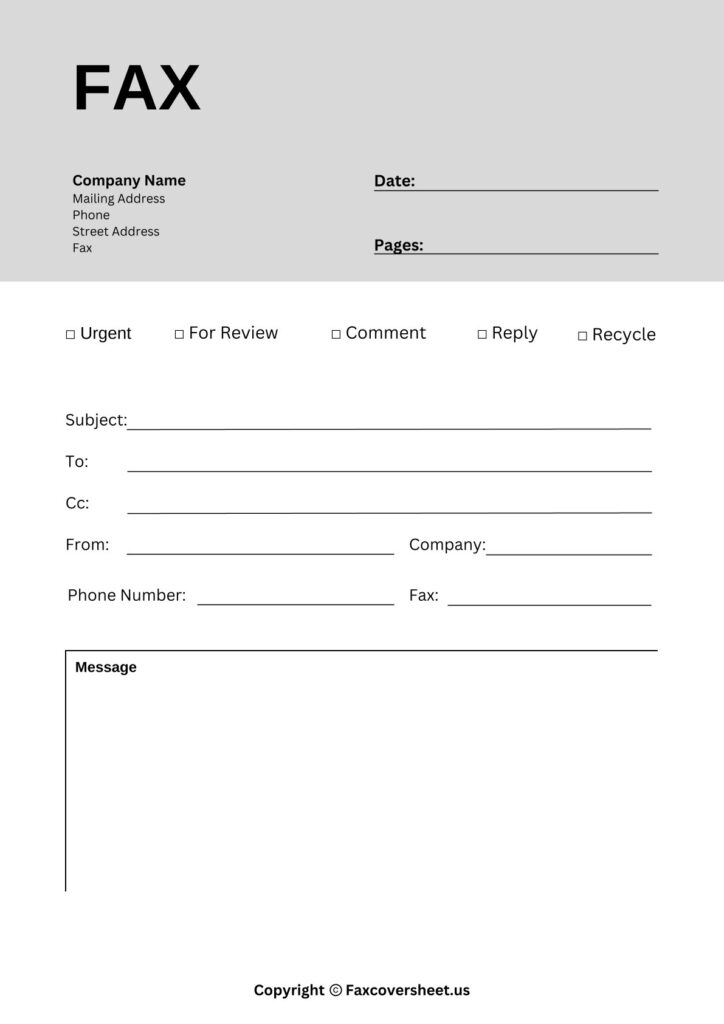 Free Medical Fax Cover Page Printable