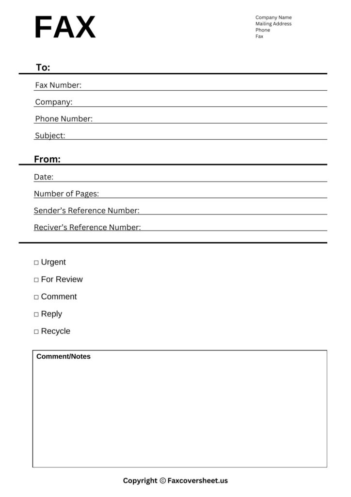 Medical Fax Cover Sheet