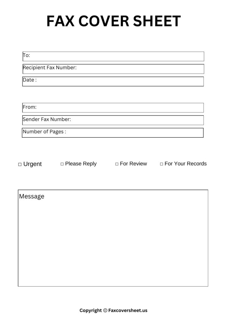 standard Fax Cover Page Template